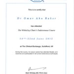 Whiteley Clinic Certificate